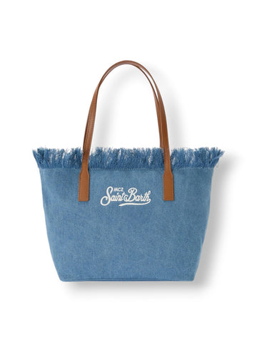 Saint Barth City Bag Mid Fringe Hb Stripes 61 Emb - Borse Donna - Denim