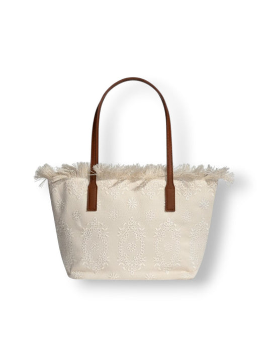 Saint Barth City Bag Mid Fringe Hb Stripes 61 Emb - Borse Donna - Panna