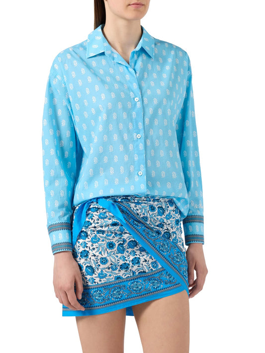 Saint Barth Cristal Cotton Voile Hindi - Camicia Donna - Celeste