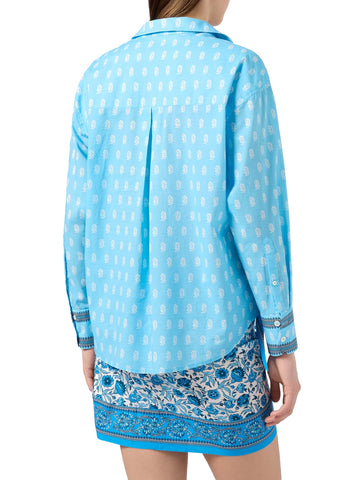 Saint Barth Cristal Cotton Voile Hindi - Camicia Donna - Celeste