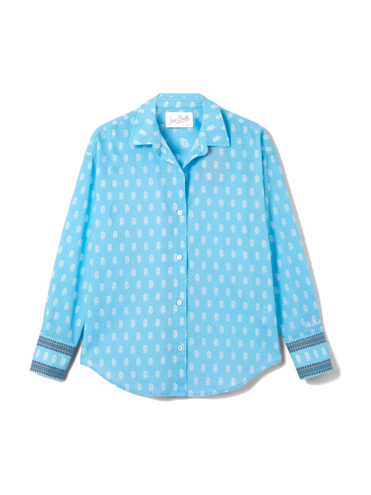 Saint Barth Cristal Cotton Voile Hindi - Camicia Donna - Celeste