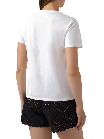 Saint Barth Emilie Toccato Il Fondo Strass Emb - T-Shirt Donna - Bianco