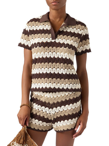 Saint Barth Lala Crochet Stripes Wave 1810 - T-Shirt Donna - Multicolore