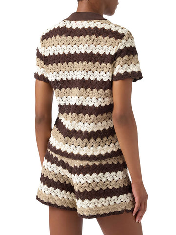 Saint Barth Lala Crochet Stripes Wave 1810 - T-Shirt Donna - Multicolore