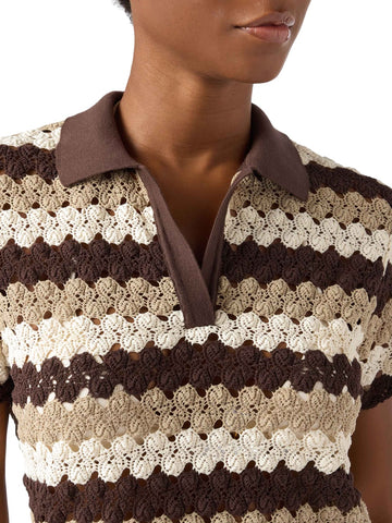 Saint Barth Lala Crochet Stripes Wave 1810 - T-Shirt Donna - Multicolore