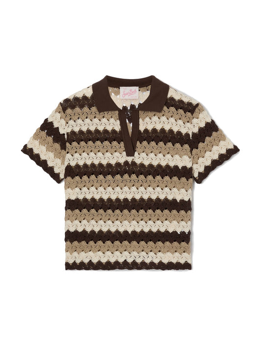 Saint Barth Lala Crochet Stripes Wave 1810 - T-Shirt Donna - Multicolore