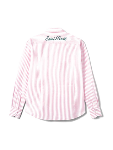 Saint Barth Meredith Cotton Strass - Camicia Donna - Rosa/Bianco