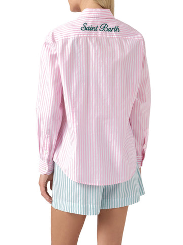 Saint Barth Meredith Cotton Strass - Camicia Donna - Rosa/Bianco