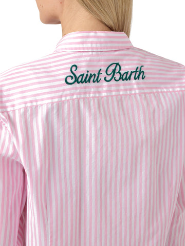 Saint Barth Meredith Cotton Strass - Camicia Donna - Rosa/Bianco