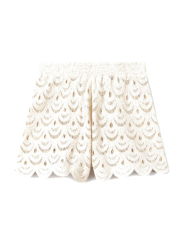 Saint Barth Meave Crochet Stripes Wave 1810 - Shorts Donna - Beige