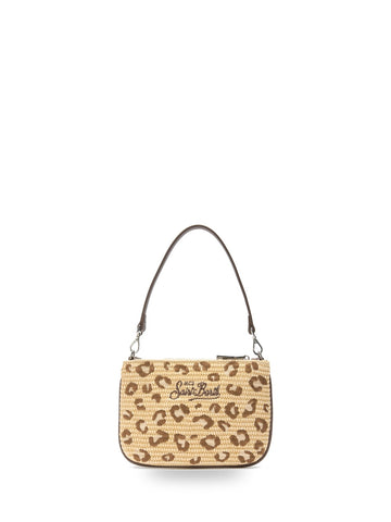 Saint Barth Parisienne Mini Straw Strass - Borse Donna - Leopardato