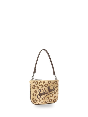 Saint Barth Parisienne Mini Straw Strass - Borse Donna - Leopardato