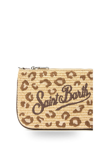 Saint Barth Parisienne Mini Straw Strass - Borse Donna - Leopardato