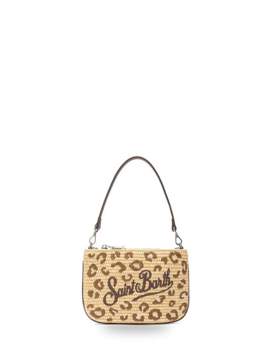 Saint Barth Parisienne Mini Straw Strass - Borse Donna - Leopardato