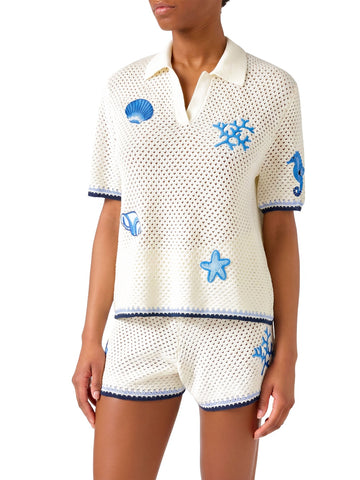Saint Barth Pixie Lace Oceans Patch - T-Shirt Donna - Panna