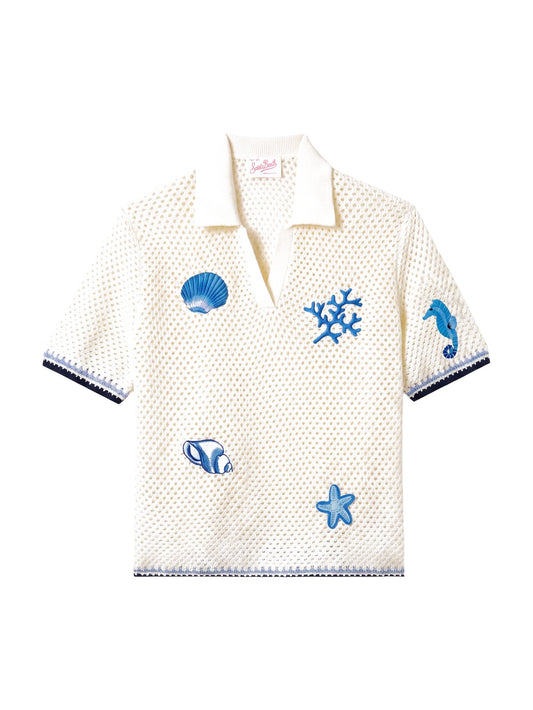 Saint Barth Pixie Lace Oceans Patch - T-Shirt Donna - Panna