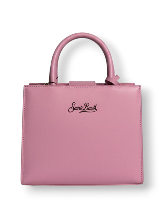 Saint Barth Shop Bag Mini Straw Leather - Borse Donna - Rosa