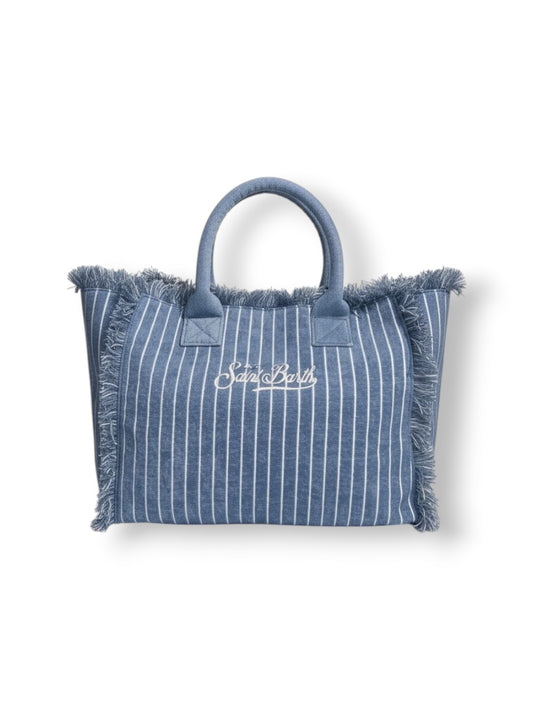 Saint Barth Vanity Sponge Terry Embossed Stripes Tiny V 36 Emb - Borse Donna - Celeste