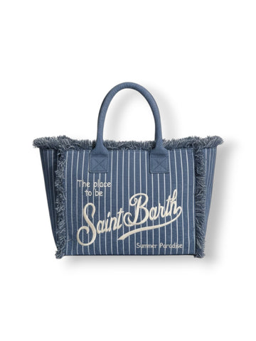 Saint Barth Vanity Sponge Terry Embossed Stripes Tiny V 36 Emb - Borse Donna - Celeste