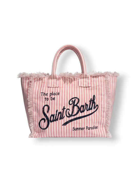 Saint Barth Vanity Linen Linen 11 Beige - Borse Donna - Bianco/Rosa