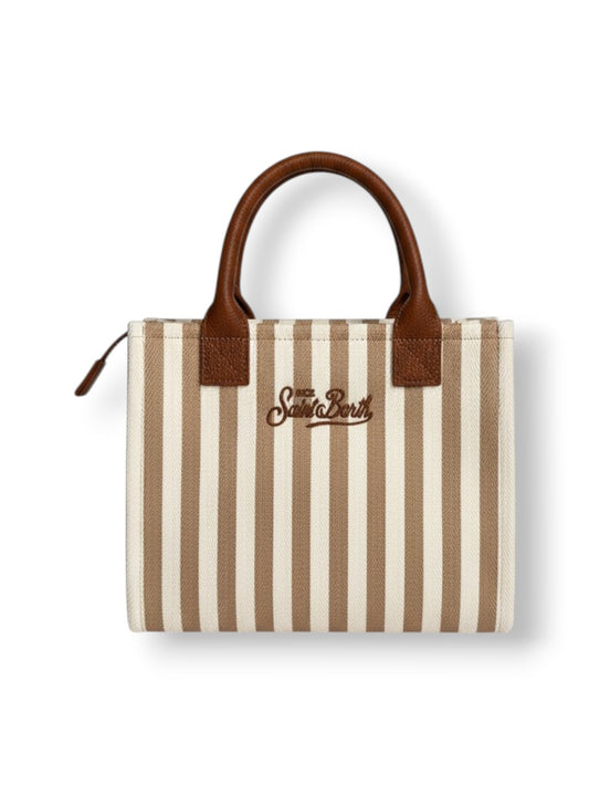 Saint Barth Vanity Bag Midi Hb Stripes Leather 1919 Emb - Borse Donna - Bianco/Beige