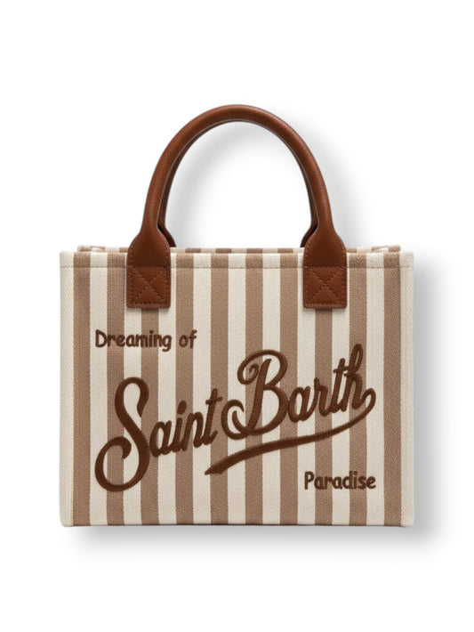 Saint Barth Vanity Bag Midi Hb Stripes Leather 1919 Emb - Borse Donna - Bianco/Beige
