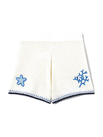 Saint Barth Yvette Lace Oceans 1061 Patch - Shorts Donna - Panna