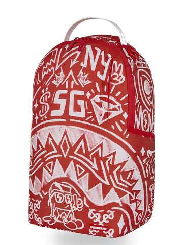 Sprayground Graffiti Wall Dlxsr Backpack - Zaini Unisex - Bianco/Rosso
