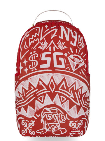 Sprayground Graffiti Wall Dlxsr Backpack - Zaini Unisex - Bianco/Rosso