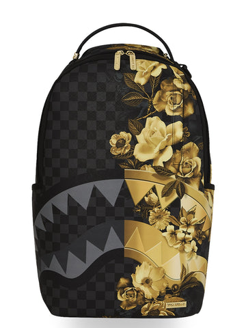 Sprayground Gold Floral Remix Dlxsv Backpack - Zaini Unisex - Nero/Oro