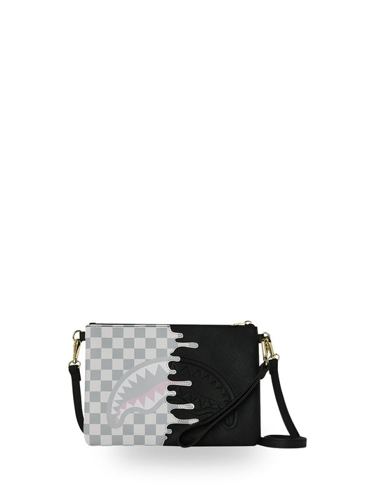 Sprayground Cream Check Unfinished Shark - Borse Unisex - Nero/Grigio