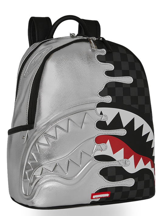 Sprayground Silver Side Drip Black Check - Zaini Unisex - Nero/Argento