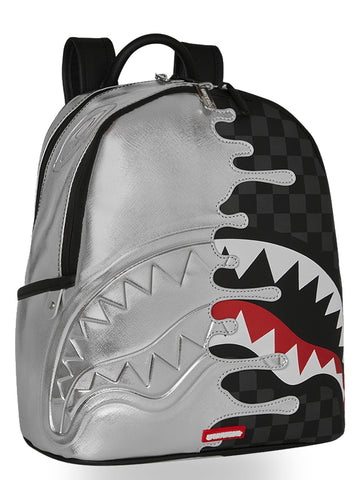 Sprayground Silver Side Drip Black Check - Zaini Unisex - Nero/Argento
