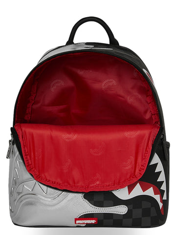 Sprayground Silver Side Drip Black Check - Zaini Unisex - Nero/Argento