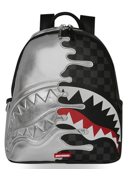 Sprayground Silver Side Drip Black Check - Zaini Unisex - Nero/Argento