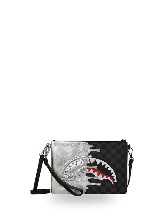 Sprayground Silver Side Drip Black Check - Borse Unisex - Nero/Argento