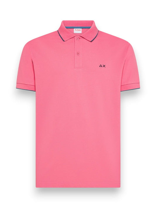 Sun68 Polo Small Stripe On Collar S/s - T-Shirt Uomo - Fuxia