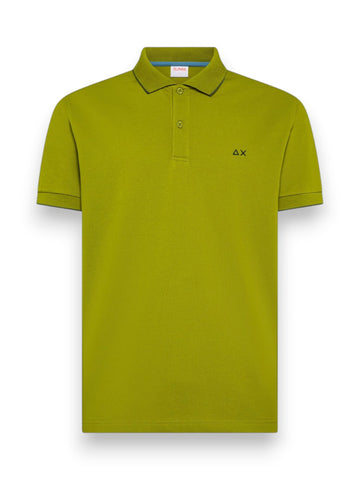 Sun68 Polo Small Stripe On Collar S/s - T-Shirt Uomo - Oliva