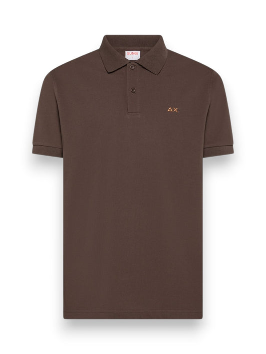 Sun68 Polo Print Under Collar S/S - T-Shirt Uomo - Marrone