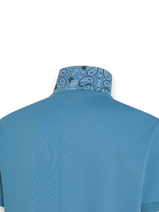 Sun68 Polo Print Under Collar S/S - T-Shirt Uomo - Avio