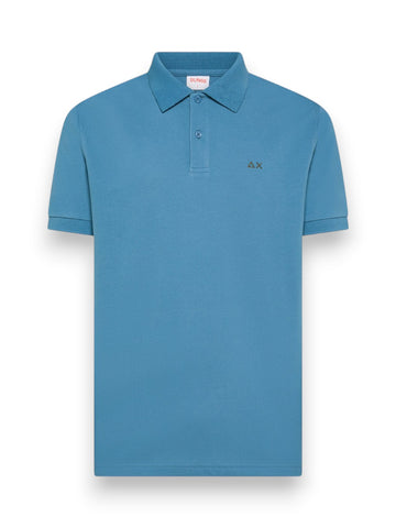 Sun68 Polo Print Under Collar S/S - T-Shirt Uomo - Avio