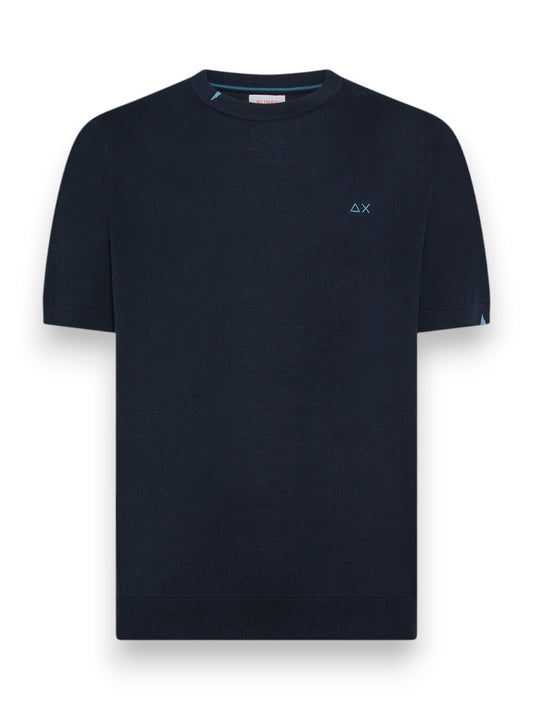 Sun68 T-Shirt Sweater Basic S/S - Maglieria Uomo - Navy Blue