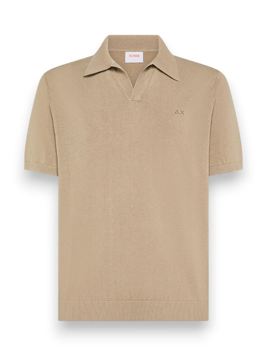 Sun68 Polo Sweater Cotton Crepe S/S - Maglieria Uomo - Stone