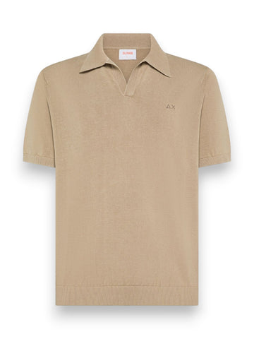 Sun68 Polo Sweater Cotton Crepe S/S - Maglieria Uomo - Stone