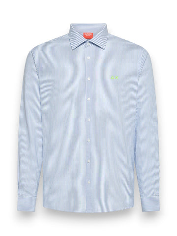 Sun68 Shirt Fancy Stripe Beach L/s - Camicie Uomo - Azzurro/Bianco