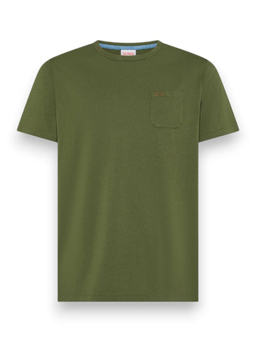 Sun68 T-Shirt Pocket Basic S/s - T-Shirt Uomo - Verde Scuro
