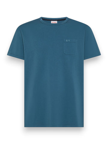Sun68 T-Shirt Pocket Basic S/s - T-Shirt Uomo - Avio Scuro