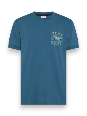Sun68 T-Shirt Pocket Contrast S/s - T-Shirt Uomo - Avio Scuro
