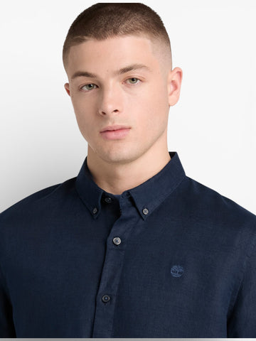 Timberland Mill Brook Linen Shirt Safari - Camicia Uomo - Blu