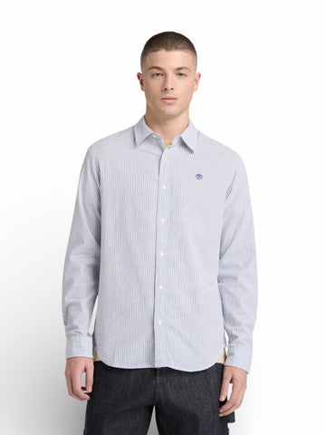 Timberland Ls Seersucker Striped Shirt - Camicie Uomo - Bianco/Celeste